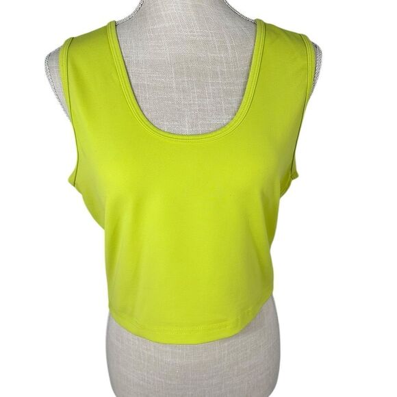 ZYIA Lime Green Stronger Scoop Neck Cropped Active Tank Top - Picture 2 of 5